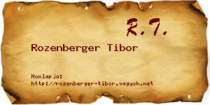 Rozenberger Tibor névjegykártya